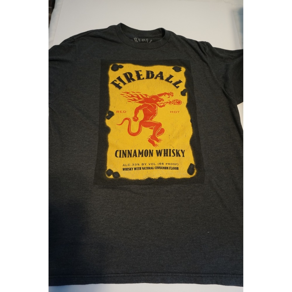 Fireball‎ Cinnamon Whisky Graphic T-Shirt Mens Large Gray Ripple Junction 771